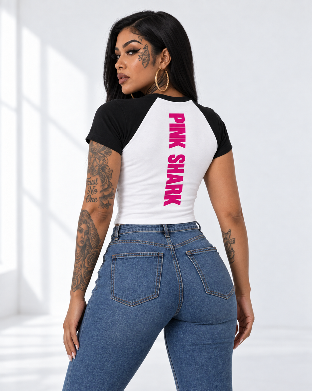 BAD B*TCH Women's Raglan Baby Tee – PINK SHARK Streetwear