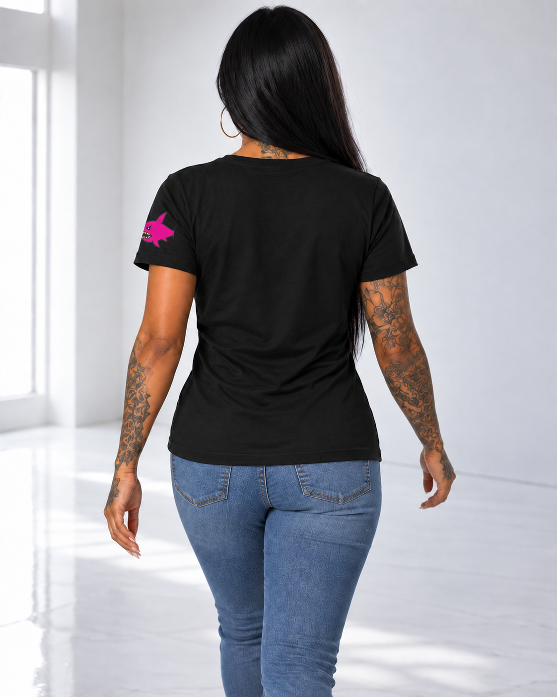 YOU KNOW IT'S PINK Women's Relaxed V-Neck – PINK SHARK Streetwear Tee