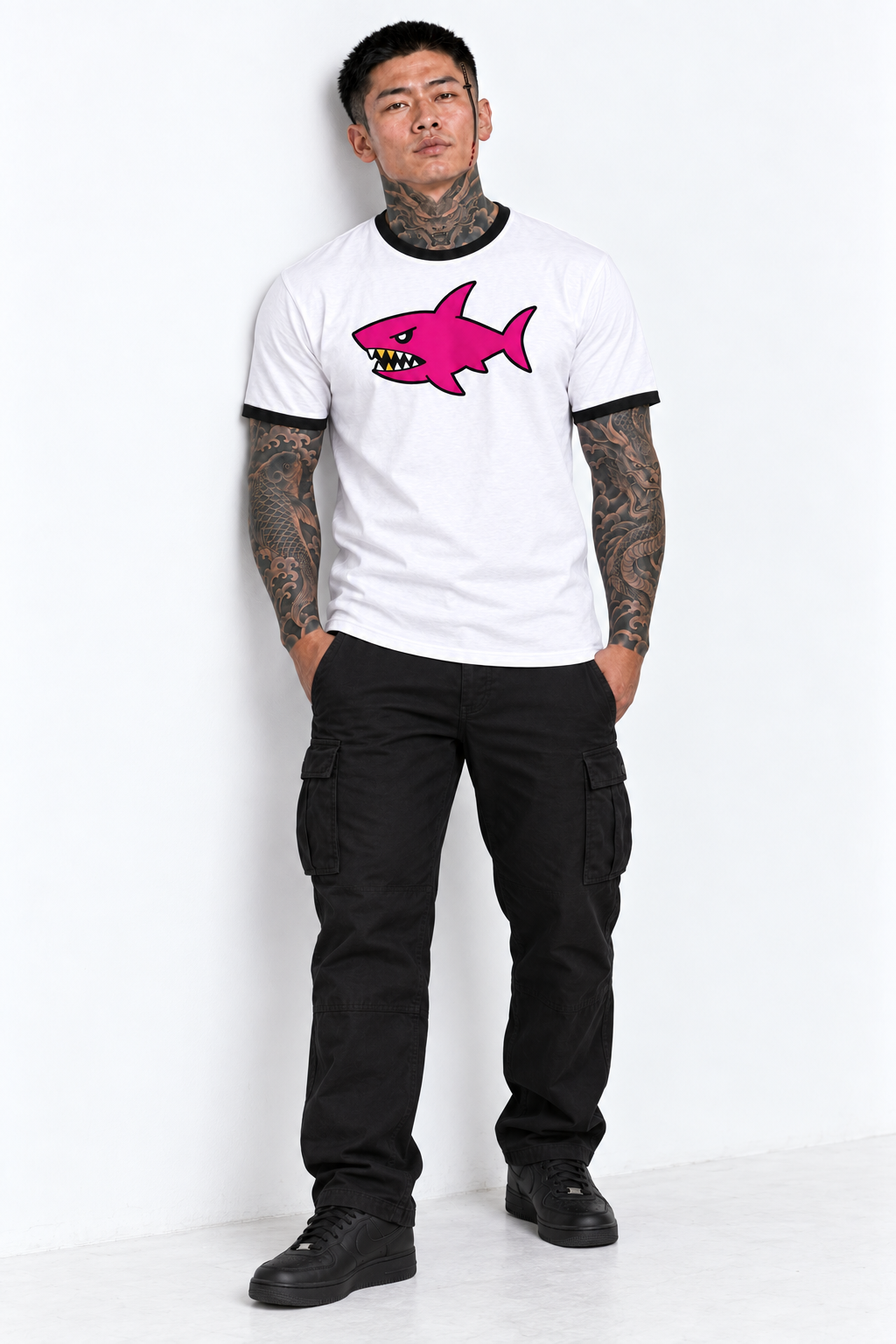 ONLY ONE PINK SHARK | Unisex Retro Ringer Tee