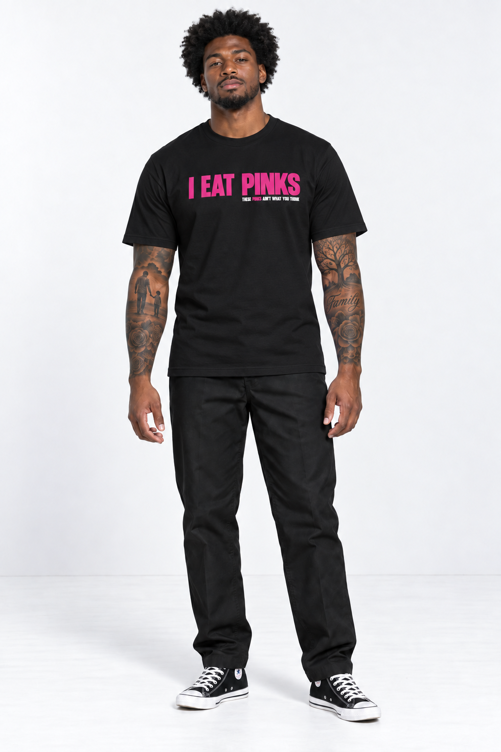 I EAT PINKS Men's Fitted Tee – PINK SHARK Streetwear Shirt