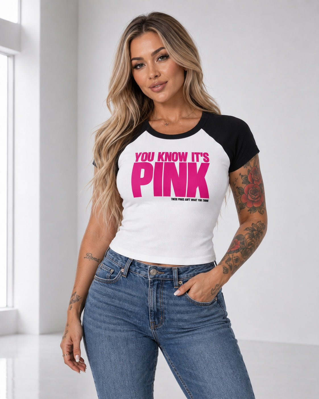 YOU KNOW IT’S PINK | Women’s Fitted Raglan Baby Tee